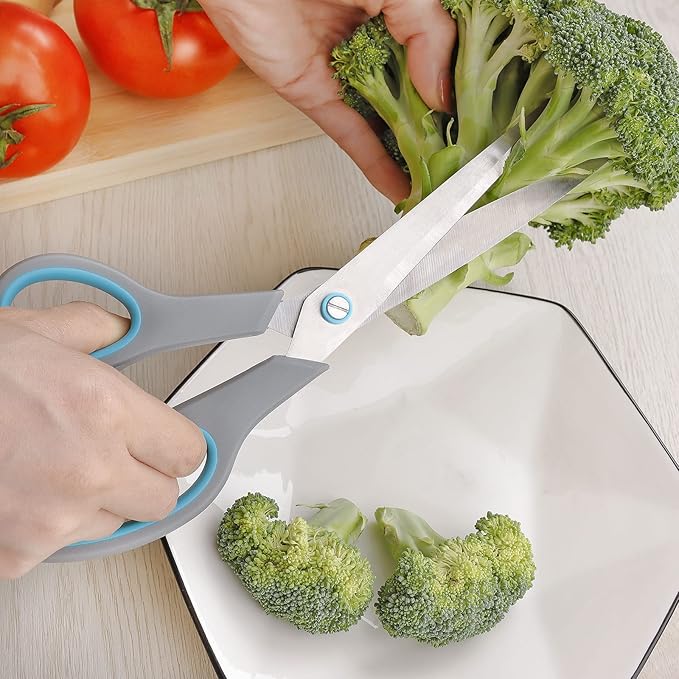 Premium Kitchen Scissors Set, Kitchen Shears, Food-Grade Stainless Steel Blades, Ergonomic Rubber Handle, Include 1 Poultry Shears and 4 All Purpose Scissors, 9.1??9.6"/8.5"/6.4"/5.4"