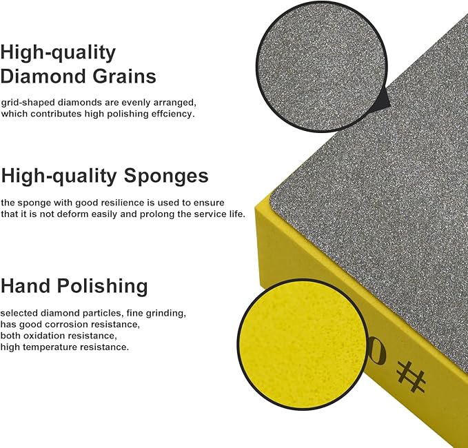 4pcs Diamond Hand Polishing Pads, Diamond Sanding Pads 60#,100#,200#,400# for Ceramic Tile Glass Grinding,Plane Sanding Blocks Polishing