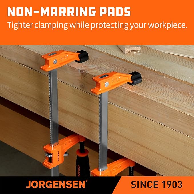 Jorgensen 2-pack Medium Duty Steel Bar Clamp Set with 600 lbs Load limit, 24-inch