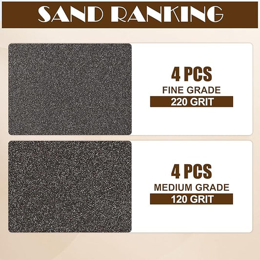 8pcs Sanding Blocks Assortment Kit, Sponge Sand Block Washable and Reusable, Wet & Dry Sandpaper Block for Wood Metal Drywall and Furniture Paint - 120/220 Grit