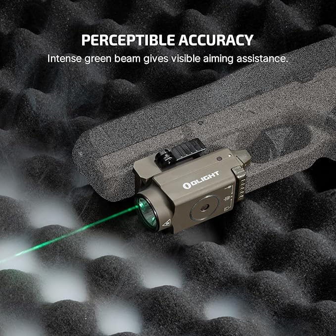 OLIGHT Baldr S 800 Lumens Compact Rail Mount Weaponlight with Green Beam and White LED Combo, Magnetic USB Rechargeable Tactical Flashlight with 1913 or GL Rail, Battery Included (Flat Dark Earth)