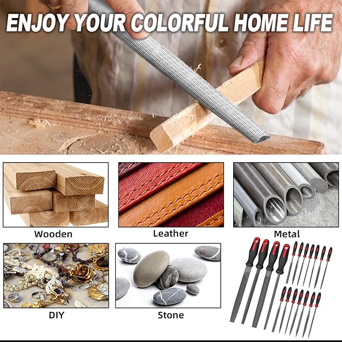 Greywolf 35 piece file set, metal files, premium T12 carbon steel flat, half-round, round, and triangular tips, plus 14 fine sanding tools and 16 sheets of sandpaper for metalworking and woodworking