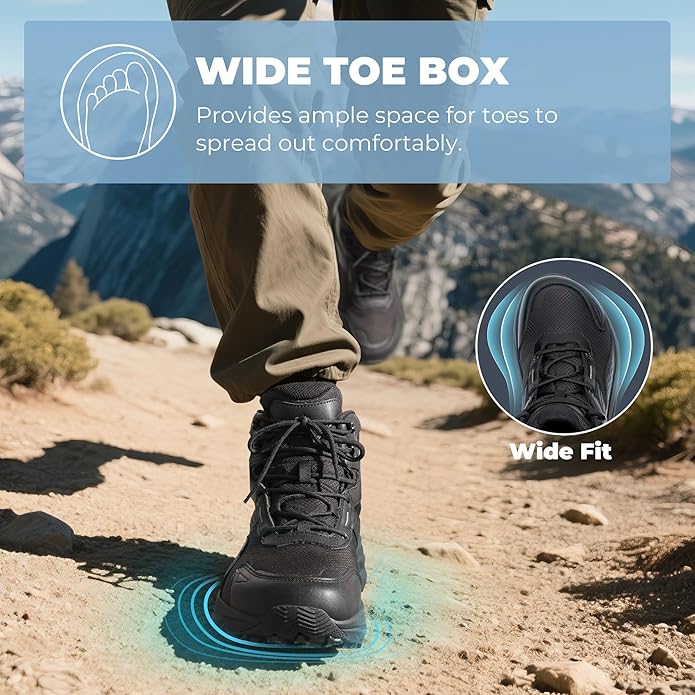 NORTIV 8 Men's Wide Toe Box Hiking Boots Low Drop Waterproof Outdoor Trekking Camping Winter Snow Shoes Katahdin