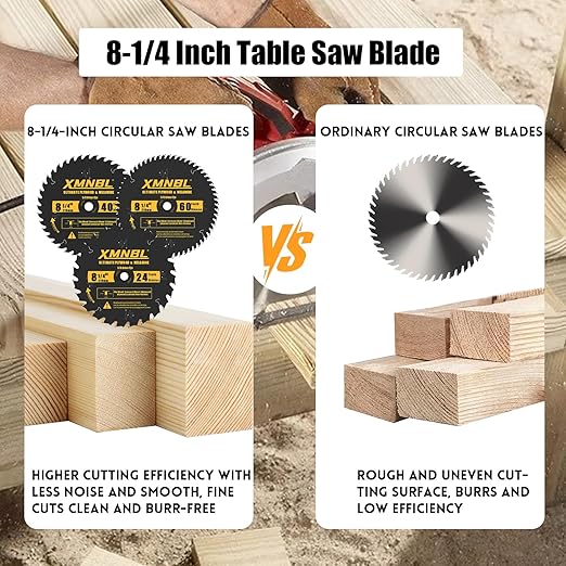 8-1/4 Inch Table Saw Blade 24T/40T/60T Combination,8-1/4 Framing Ultra Fine Finish Circular Saw Blade for Cutting Hardwoods,Softwoods,Veneer Plywood and Other Woods,Quality Alloy Tip,5/8-Inch Arbor