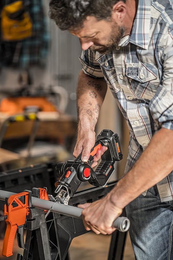 WORX Cordless Reciprocating Saw&Jigsaw, 20V ¾" 2-in-1 Saw, ¾" Stroke Length, 2-in-1 functions, 4 Blades for Different Materials, Compact&Lightweight Design, Battery and Charger Included, PowerShare