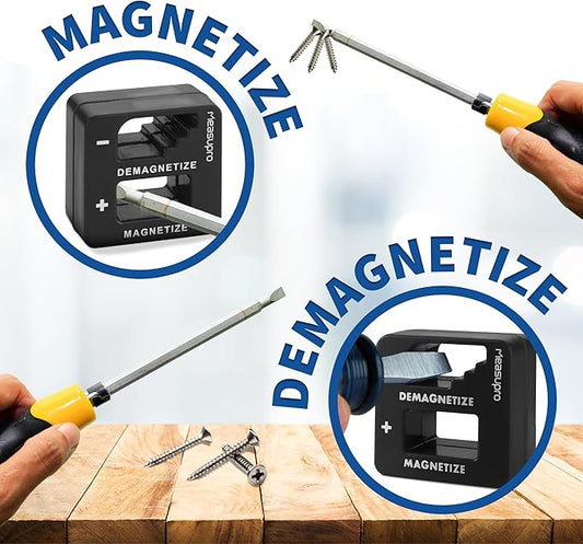 Demagnetizer and Magnetizer for Screwdrivers Tips, Bits, and Small Tools, Large or Big Screws, Drills, Drill Bits, Sockets, Nuts, Bolts, Nails and Precision Construction, Black - 3 Pack