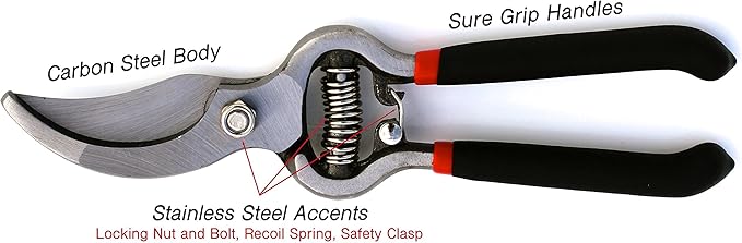 Garden Guru Classic Bypass Pruning Shears Clippers ??Heavy Duty Forged Steel Garden Pruners ??Safety Lock ??Non Slip Comfort Grips ??Cuts up to 1????Professional Bypass Pruners for Gardening (4 Pack)