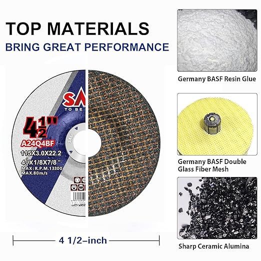 SALI 25 Pack 4-1/2 Inch Grinding Wheels for General Purpose Metal & Stainless Steel, Aluminum Oxide Grinding Disc for Angle Grinder, Depressed Center 4.5" * 1/8" * 7/8"(115 * 3.0 * 22.2 mm)