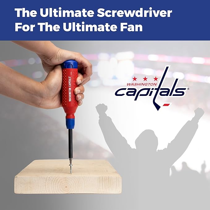 MEGAPRO짰 NHL짰 Team Edition Multi-bit Screwdriver | Officially Licensed NHL짰 Gear | Durable, Ergonomic, Pro-Grade Screwdriver (Washington Capitals짰)