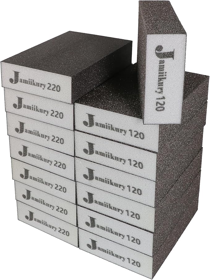 16pcs Sanding Blocks Assortment Kit, Sponge Sand Block Washable and Reusable, Wet & Dry Sandpaper Block for Wood Metal Drywall and Furniture Paint - 120/220 Grit
