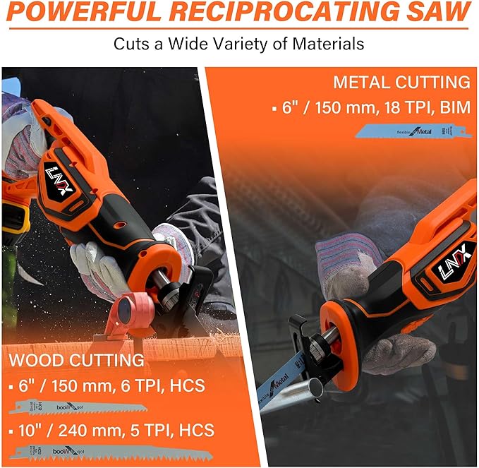 Cordless Reciprocating Saw for DEWALT 20V MAX Battery, Brushless Electric Recip Saw with 4 Blades, 0-2800 SPM Variable Speed, Tool-Free Blade Change, for Wood/PVC/Metal Cutting