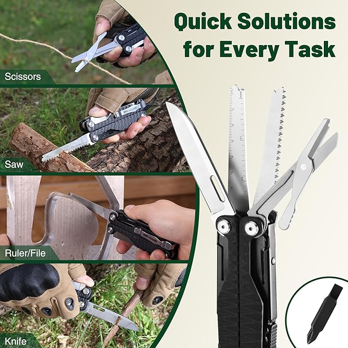 MOSSY OAK Multitool, 17-in-1 EDC Multi Tool with CNC-Machined Steel Pliers, G10 Anti-Slip Handle, Nylon Sheath & Belt Clip ??Durable MultiTool for Camping, Hiking, Hunting, Survival, and Everyday Use