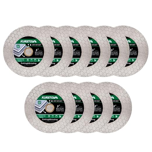 Tile Diamond Saw Blade - 10PCS 5"/125mm Dual-Purpose Diamond Cutting Disc,Angel Grinder Blade Arbor 7/8"-5/8" for Cutting and Grinding Ceramic Tiles,Porcelain,Granite,Marble