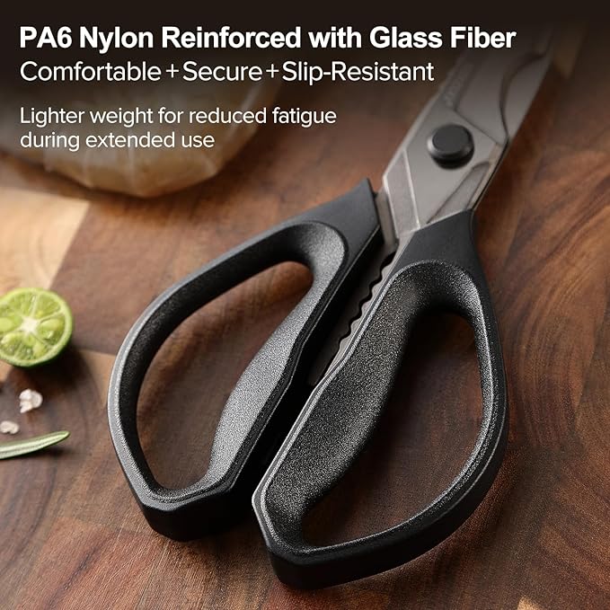 XINZUO Multi-Purpose Kitchen Shear,4Cr13 Stainless Steel Kitchen Scissors For Food(Meat/Herbs/Poultry),Black Titanium Plating,With Pa6 Nylon Reinforced With Glass Fiber Handle