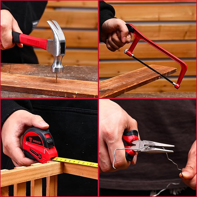 Drill Tool Set竊숿ool Kit with 12V Power Cordless Drill Hand Repair Tools Box with Drill, Home Tool Kits for Men & Women, Hand Drill Set Perfect for Homeowner, Diyer, Handyman - Red