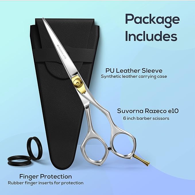 Suvorna 6" Hair Cutting Scissors for Professionals, Barbers & Hairdressers ??Sharp Hair Shears for Cutting, Trimming, Grooming ??Hair Scissors Professional for Men, Women, Adults