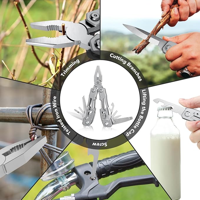 14-In-1 Multitool Pliers竊똏remium Portable Multi Tool 竊똷ith Safety Locking Professional Stainless Steel Multitool Pliers Pocket Knife,Apply to Survival, Camping, Gifts for Dad Husband Boyfriend