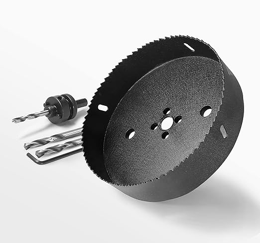 5-1/4 Inch Hole Saw with 1/2" Hex Shank Quick Change Arbor, JTemgle Bi-Metal Hole Saw Heavy Duty Hole Cutting Tool for Cornhole Boards, Recessed Lights, Wood, Plastic, Drywall & Soft Metal