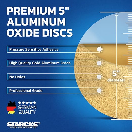 5 inch Sanding Discs 800 Grit Sandpaper Discs PSA Adhesive Sandpaper Roll No Hole - Disc Gold Round Sanding Paper, Durable Sand Paper for Wood, Auto Body, Metal, Marine Paint for Smooth Surfaces