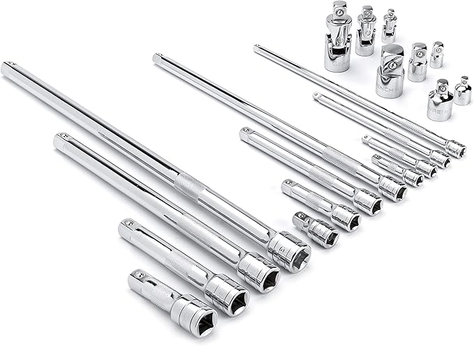 GEARWRENCH 20 Piece 1/4", 3/8", 1/2" Drive Extension, Universal Joint and Adapter Set - 81315A-07