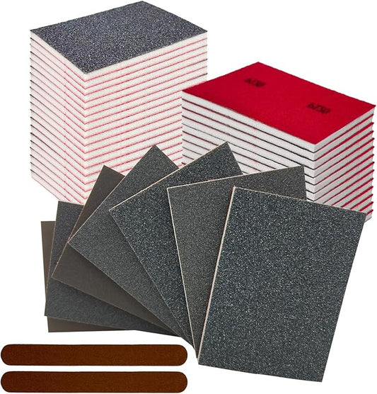 26PCS Sanding Sponge, Washable and Reusable Sanding Blocks, Hook & Loop Wet Dry Sandpaper Block for Drywall Metal Wood Furniture and Model Polishing, 120-3000 Grit Sand Paper Assortment Pack