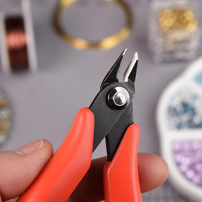 The Beadsmith Heavy Duty Side Cutter, 5 inches (127mm) with red Comfort Grip Handle and no Spring, Tool for Jewelry Making, Electronics or Micro Mechanics