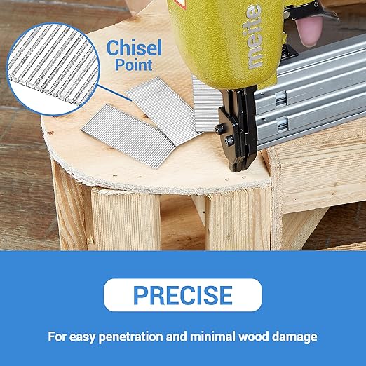 meite 16 Gauge Finish Nails, 1-Inch Galvanized 16 Gauge Nails, Small Straight Finishing Nail for 16 Gauge Finish Nailer Guns (5 Boxes)
