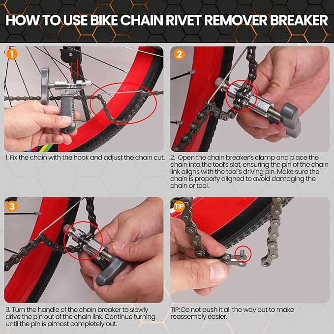 Oumers Bike Chain Repair Tools Set, Bicycle Chain Break Tool, Master Link Pliers, Bike Wear Checker Indicator Opener Closer Remover Pliers