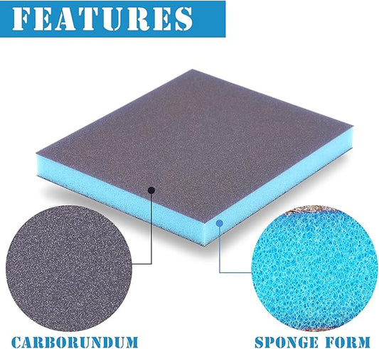 8Pcs 220 Grit Sanding Sponge, Jamiikury Sanding Blocks Washable and Reusable, Wet Dry Sandpaper Sponge for Wood Metal FurniturePaint and Drywall