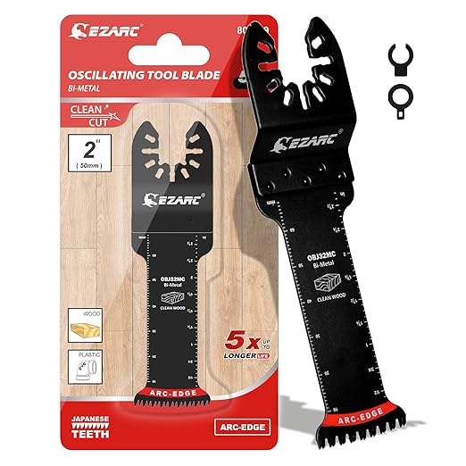 EZARC Bi-Metal Arc Edge Oscillating Tool Blade, 2-11/16" Extra-Long Japanese Teeth Oscillating Saw Blades for Clean Cuts in Hard Wood & Plastic, Universal Fit Multitool Blades, 5-Pack