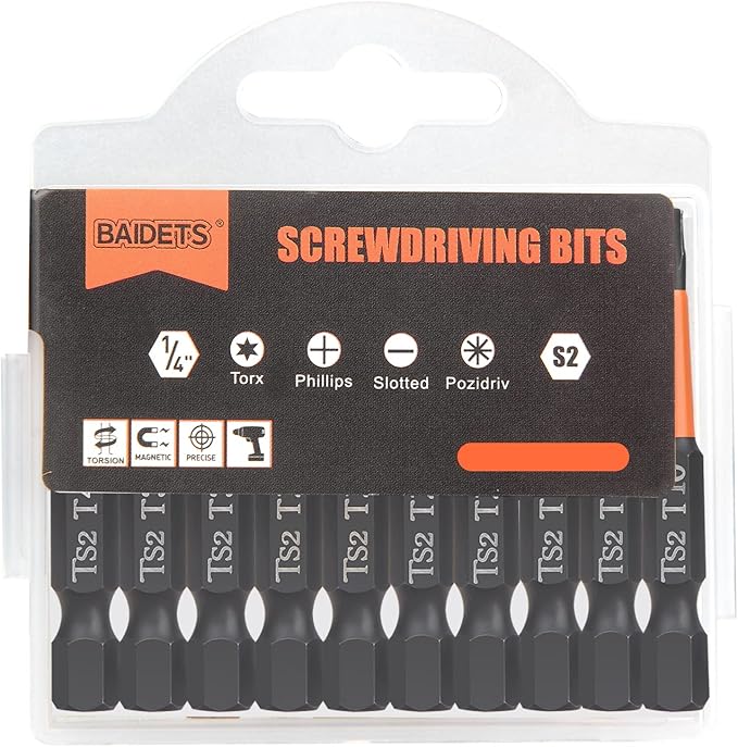 Pro Screwdriver Bit Set - Screwdriver Torx 10 pieces, 50mm length, 1/4??Hex-Shank, with Storage Box