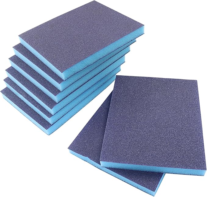 16 Pack Sanding Sponge, 120 Grit Washable and Reusable Sanding Blocks for Wood, Metal, Drywall, and More, Ideal for Flat and Irregular Surfaces, Robust and Versatile for Wet or Dry Use