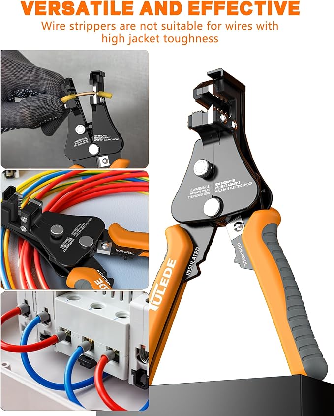 TULEDE Automatic Wire Stripper, 3 in 1 Stripper/Cutter/Crimping Heavy Duty Multi-Function Wire Strippers Tool for 8-18 AWG Electrical Wire, 7 Inch