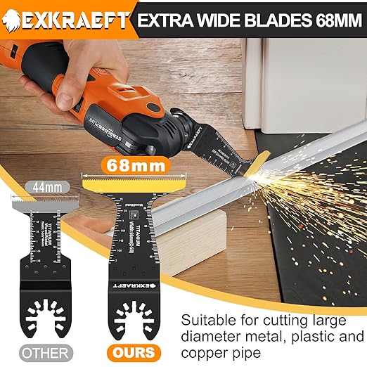 50 PCS Oscillating Tool Blade, Universal Titanium Multi Tool Blades for Metal Nails Wood Plastic and Hard Material, Oscillating Saw Blades Fit Dewalt Milwaukee Ryobi Rockwell Fein