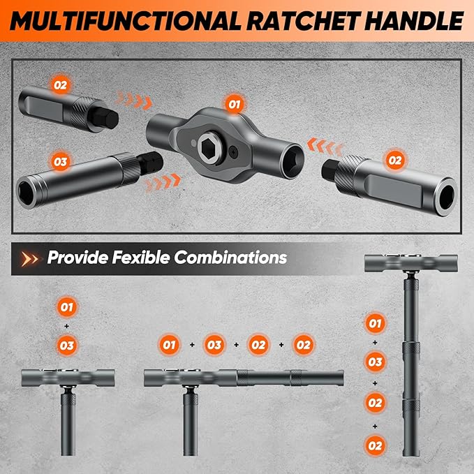 Saker 42 in 1 Magnetic Screwdriver Set, Multi Bit Ratchet Screwdriver Set with T Handle & Storage Case for Furniture, Computer, Bicycle, Electronic Repair and DIY Gifts Orange