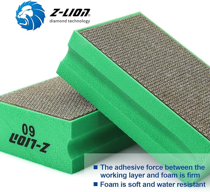Z-Lion Diamond Hand Polishing Pads Electroplated Grit 60 for Glass Stone