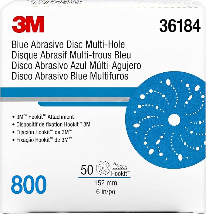 Mmm 36184 Hookit Blue Abrasive Disc Multi-hole 6 800g
