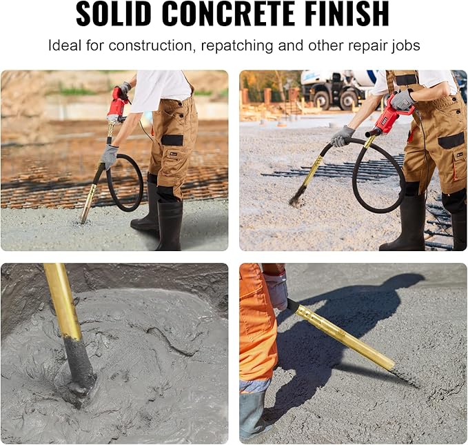 VEVOR Handheld Concrete Vibrator, 800W Electric Vibrator 13000 VPM, Electric Concrete Vibrating Tool With 6.6ft / 2m Shaft Rod, Portable Pencil Cement Vibrator Remove Air Bubble and Mix Concrete