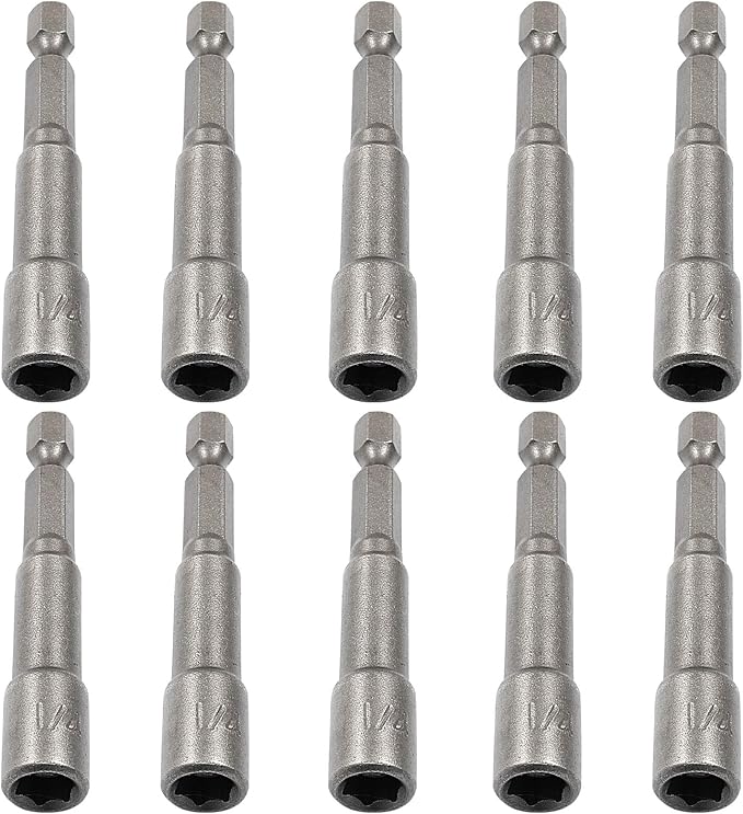 Litoexpe 10 Pcs 1/4 Inch Hex Magnetic Power Hex Nut Driver Magnetic Extension Socket Drill Bit Set, Quick Change Socket Nut Impact Driver for Electric Drill