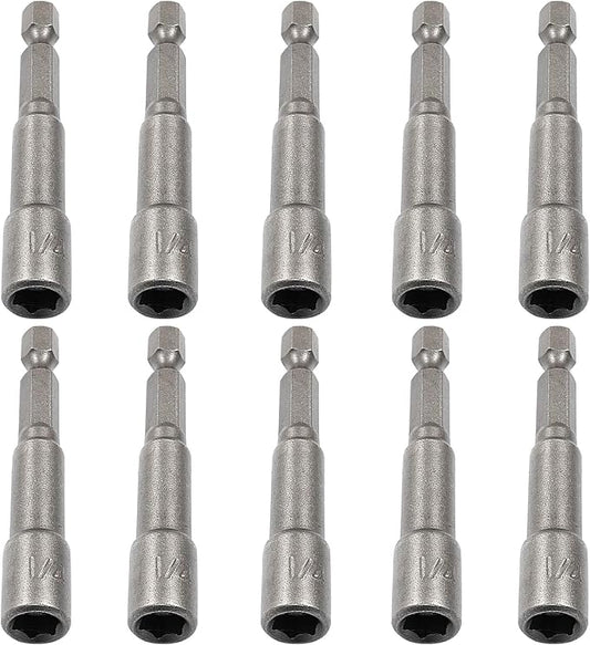 Litoexpe 10 Pcs 1/4 Inch Hex Magnetic Power Hex Nut Driver Magnetic Extension Socket Drill Bit Set, Quick Change Socket Nut Impact Driver for Electric Drill
