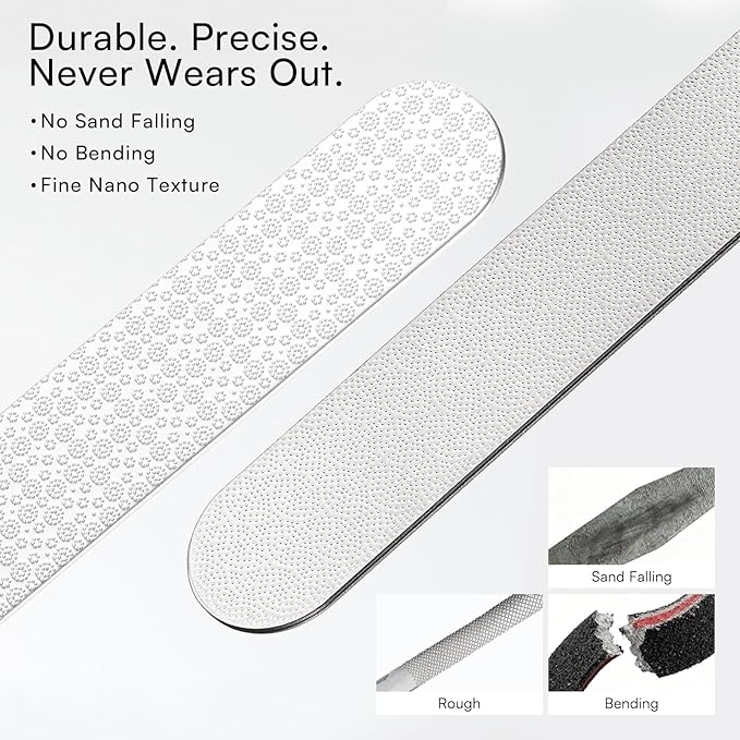 Makartt Nail Files - Metal Nail File for Natural Nails, Professional Double-Sided Fingernail File Kit with Stainless Steel Coarse & Fine Grinding Surface, Nail Kit for Women & Men Use (2 Pack)