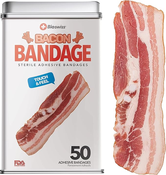 BioSwiss Bandages, Bacon Shaped Self Adhesive Bandage Set, Latex Free, Sterile Wound Care, 50 Count