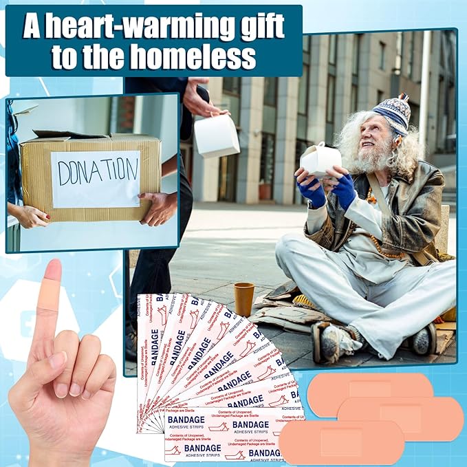Timgle 1500 Pcs 1" x 3" Adhesive Bandages Bulk Waterproof Adhesive Breathable Bandages for Sensitive Skin School Nurses Businesses Travel First Aid Kits Homeless Care Supplies Donations