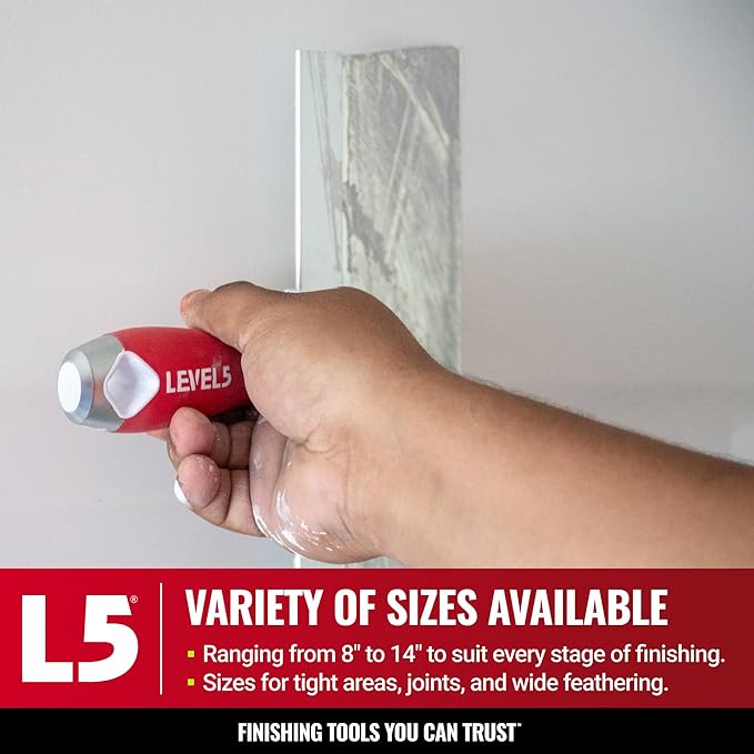8" Soft-Grip Stainless Steel Taping Knife - LEVEL5 | Pro-Grade | Metal Hammer End | 5-134