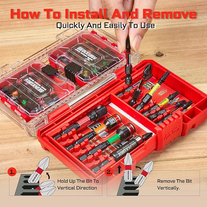 66Pieces Impact Screwdriver Bits Set, Magnetic S2 Steel 1??2??3??Phillips/Square/Torx/Slotted Bits Tips,Impact Bit Holder and Nut Driver with Storage Box Case