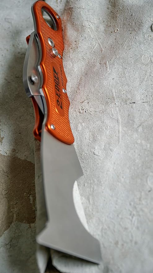 Zorr 2-Edge Knife ??Foldable Utility & Putty Knife Combo, Aluminum Handle with Safety Lock, Belt Clip & Interchangeable Blade, Painter?셲 All-in-One Tool, orange 5 and 1