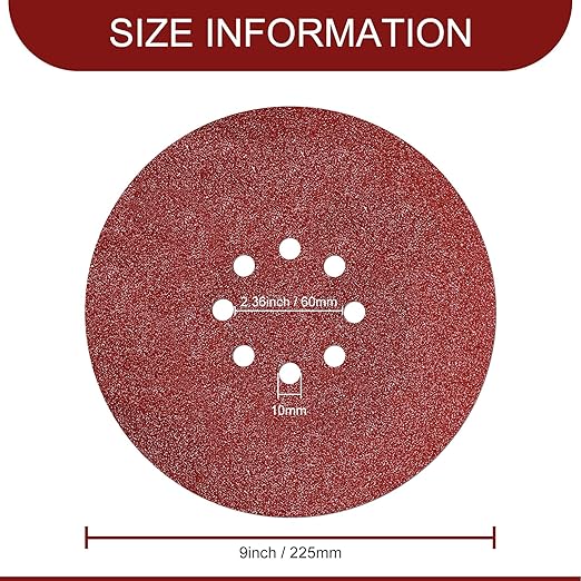 9 inch Sanding Discs 40 Grit 8 Holes Hook and Loop Sandpaper for Drywall Sander 60Pack