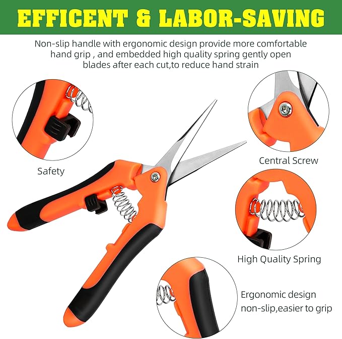 4 Pack Garden Shears, Stainless Steel Shears Gardening Tools, Scissors, Garden Clippers, Pruning Shears for Gardening Shears & Scissors (Orange)