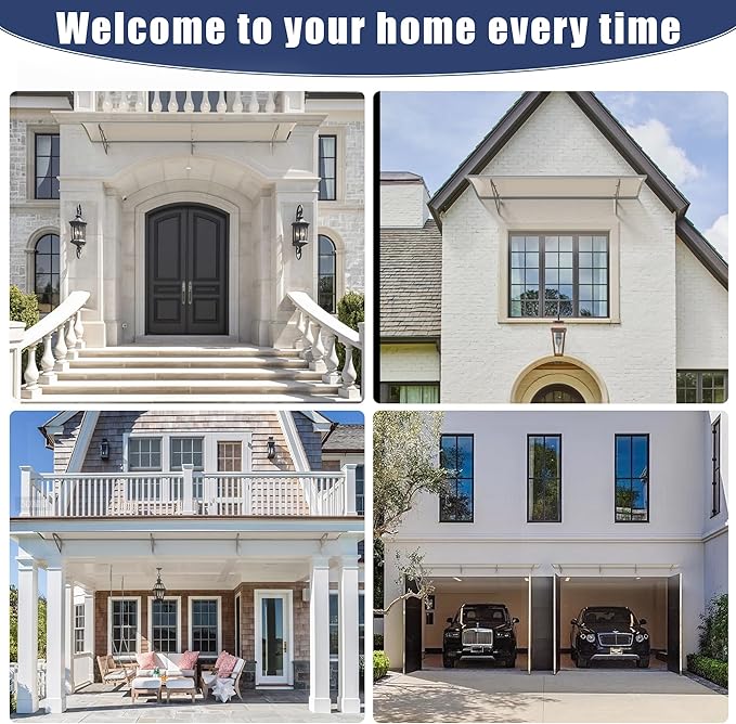 Awning for Door Entrance,32x48Inch Awnings for Doors with Sink,Window Canopy Exterior with Metal Bracket,Solid Crystal Polycarbonate Cover,UV,Rain,Snow Protection for House,Porch,Patio,Deck
