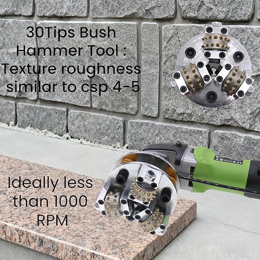 5 Inch Bush Hammer Disc for Coating Removal Stone Texturing, 3 Pieces 30 Tips Roller (5/8"-11 Threaded)